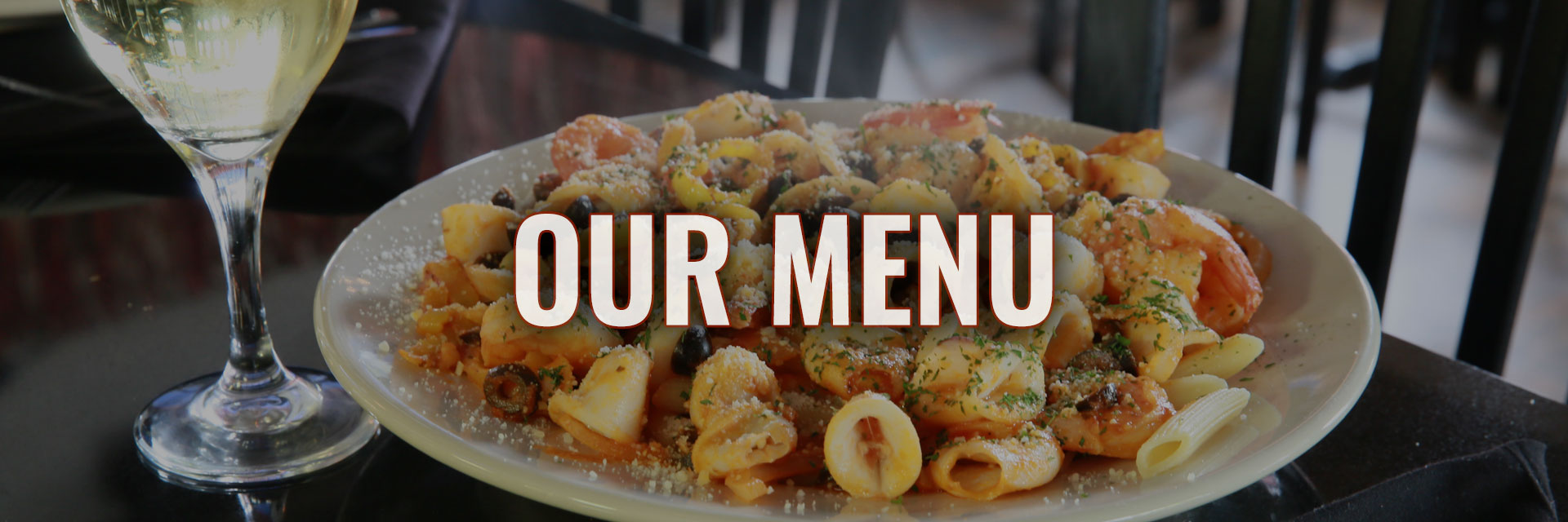 Nikolas Pizza, our menu, our menu banner, menu, pasta